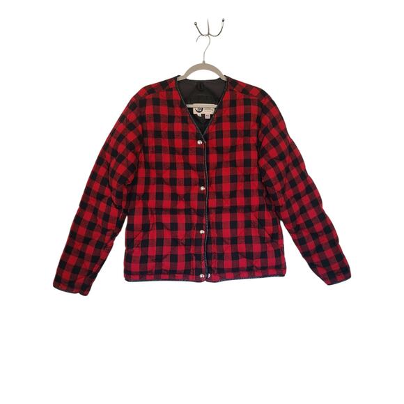 Jenni Kayne x Crescent Down Works Buffalo Check Plaid Flannel Jacket Red Size M - Picture 2 of 10